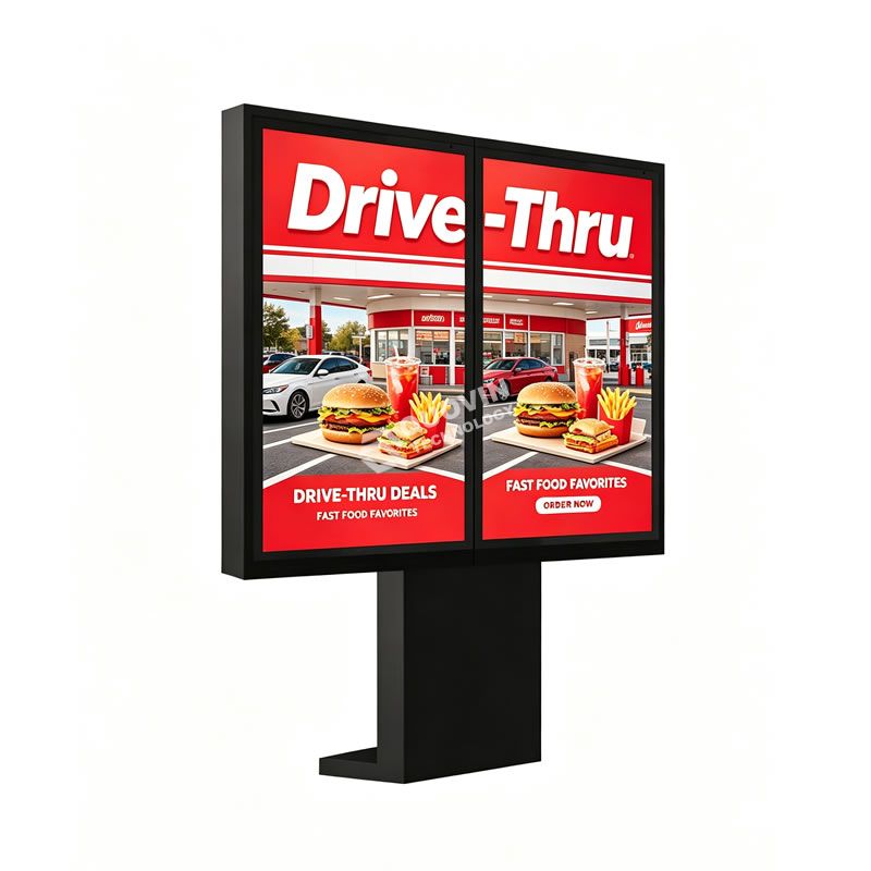 Triple Screen Outdoor Advertising Display | Optical Bonded Weatherproof Totem | High-Impact Floor Standing Signage